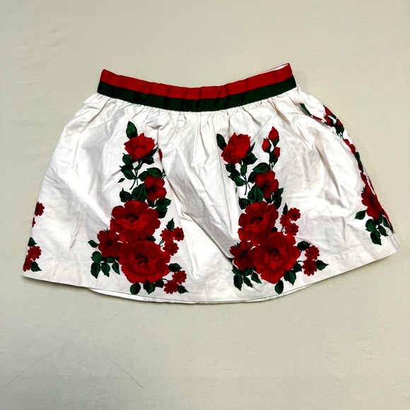 Christmas Floral Skirt Girl 5 Janie Jack Ivory Red Skater Circle Holiday Festive - Picture 1 of 6